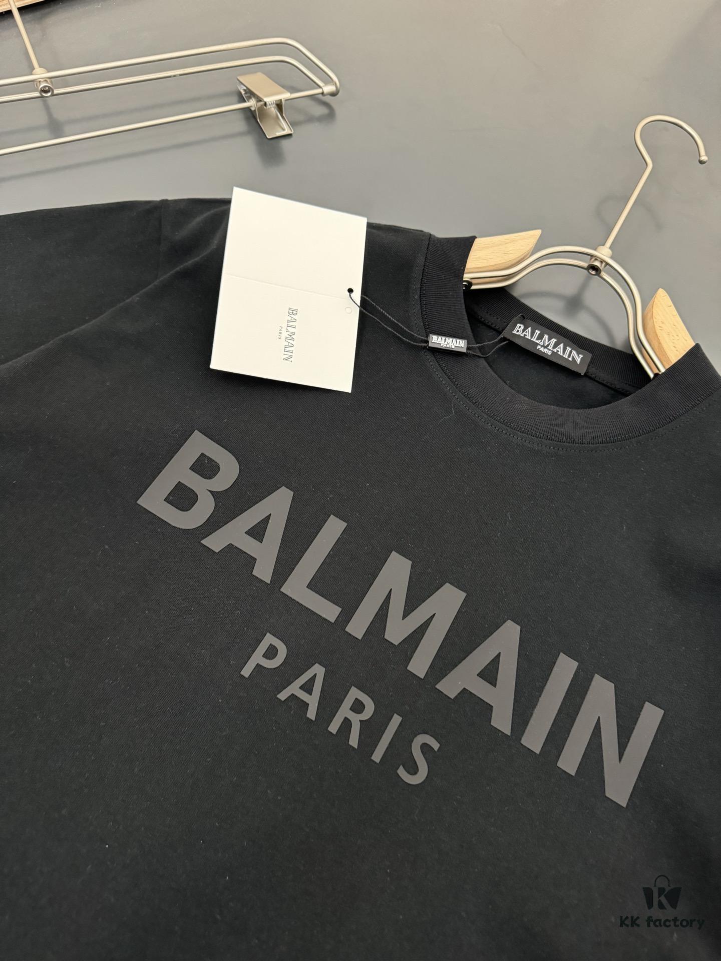6931a4ebccd8ab3d7af993d6 Balmain Heavyweight 320g Cotton T-Shirt, Thick and Breathable Loose-Fit Fashion Short-Sleeve Crew Neck Tee for Spring and Summer