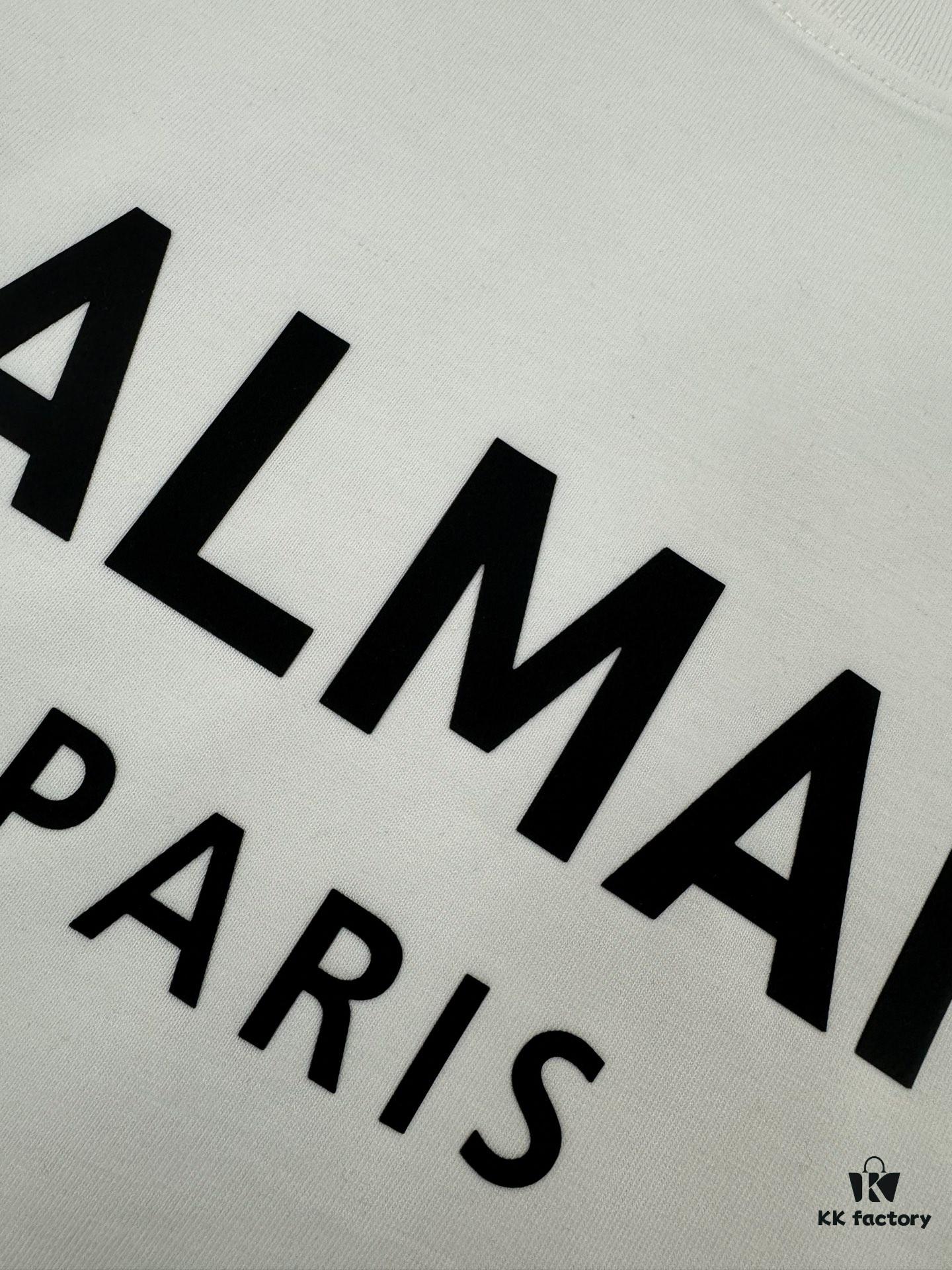 6931a4ebccd8ab3d7af993e0 Balmain* 320g Heavyweight Cotton T-Shirt, Thick and Breathable, Loose Fit, Silicone Logo Design, Fashion Round Neck Short Sleeve Tee for Spring and Summer