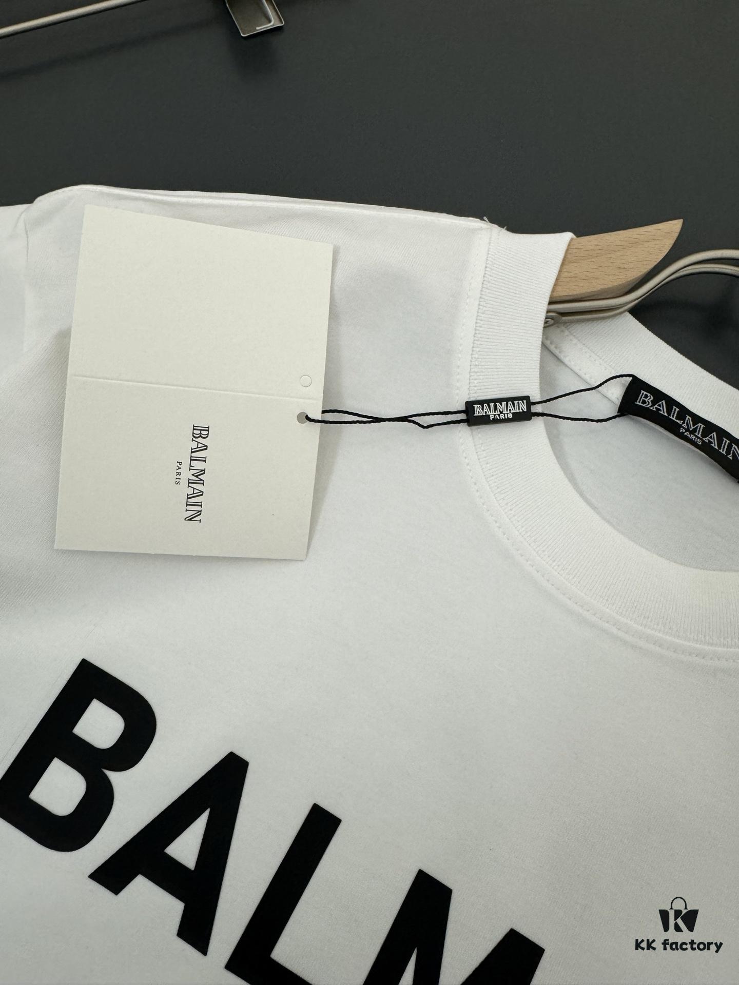 6931a4ebccd8ab3d7af993e1 Balmain* 320g Heavyweight Cotton T-Shirt, Thick and Breathable, Loose Fit, Silicone Logo Design, Fashion Round Neck Short Sleeve Tee for Spring and Summer