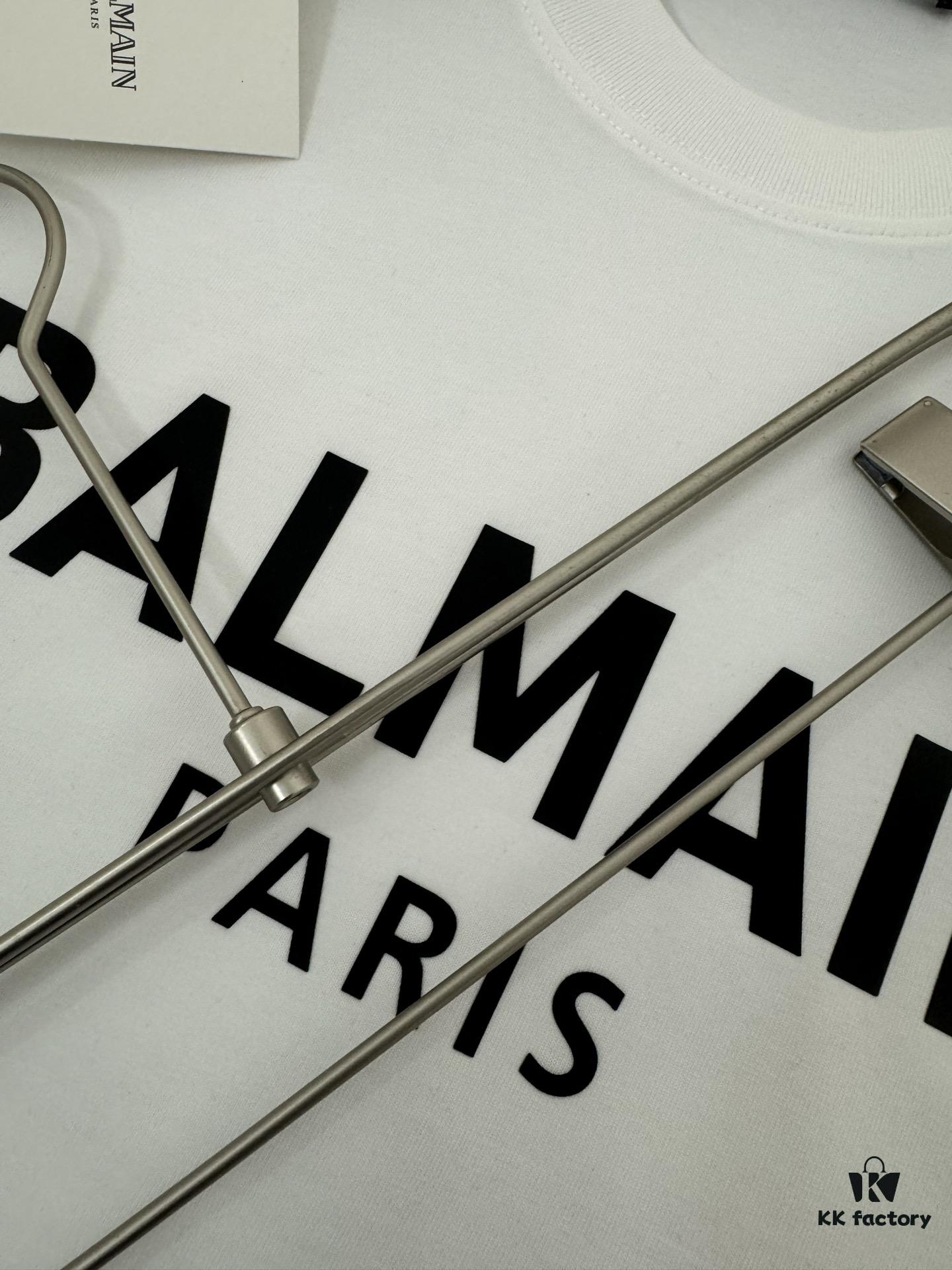 6931a4ebccd8ab3d7af993e3 Balmain* 320g Heavyweight Cotton T-Shirt, Thick and Breathable, Loose Fit, Silicone Logo Design, Fashion Round Neck Short Sleeve Tee for Spring and Summer