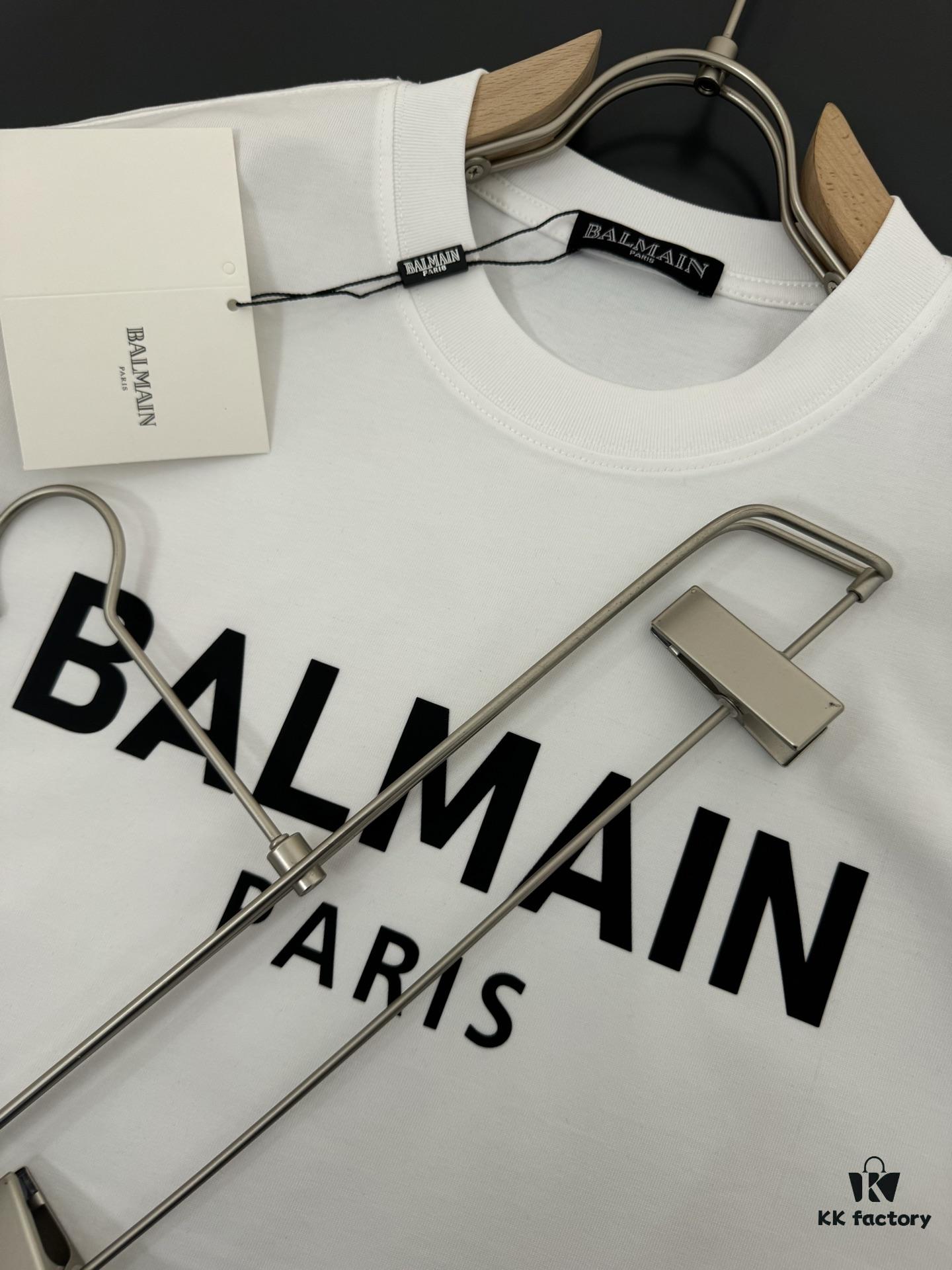 6931a4ebccd8ab3d7af993e4 Balmain* 320g Heavyweight Cotton T-Shirt, Thick and Breathable, Loose Fit, Silicone Logo Design, Fashion Round Neck Short Sleeve Tee for Spring and Summer