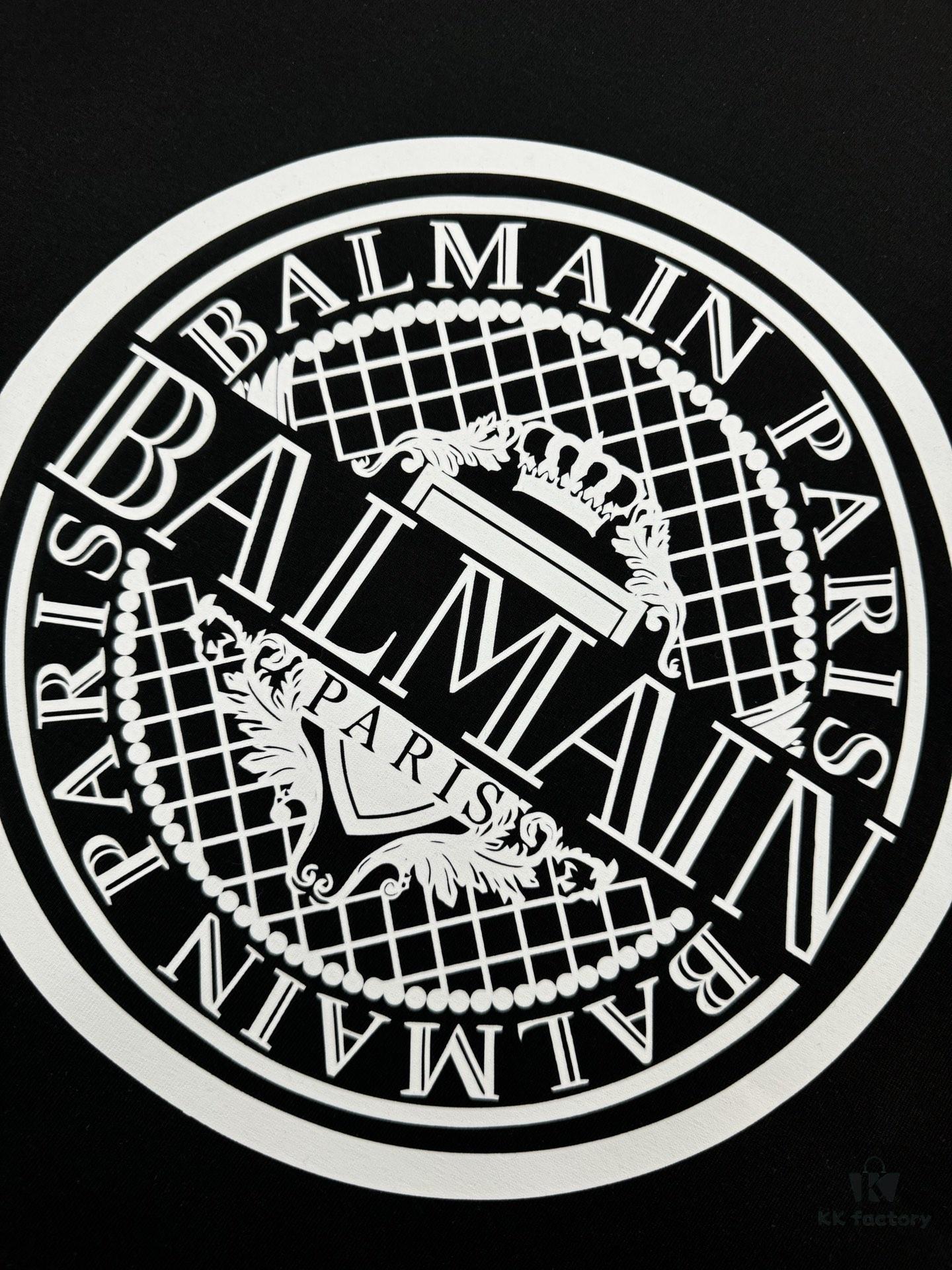 Balmain Heavyweight 320g Cotton T-Shirt, Thick and Breathable Loose-Fit Short-Sleeve Crew Neck Tee, Fashionable Spring and Summer New Arrival with Printed Logo Design