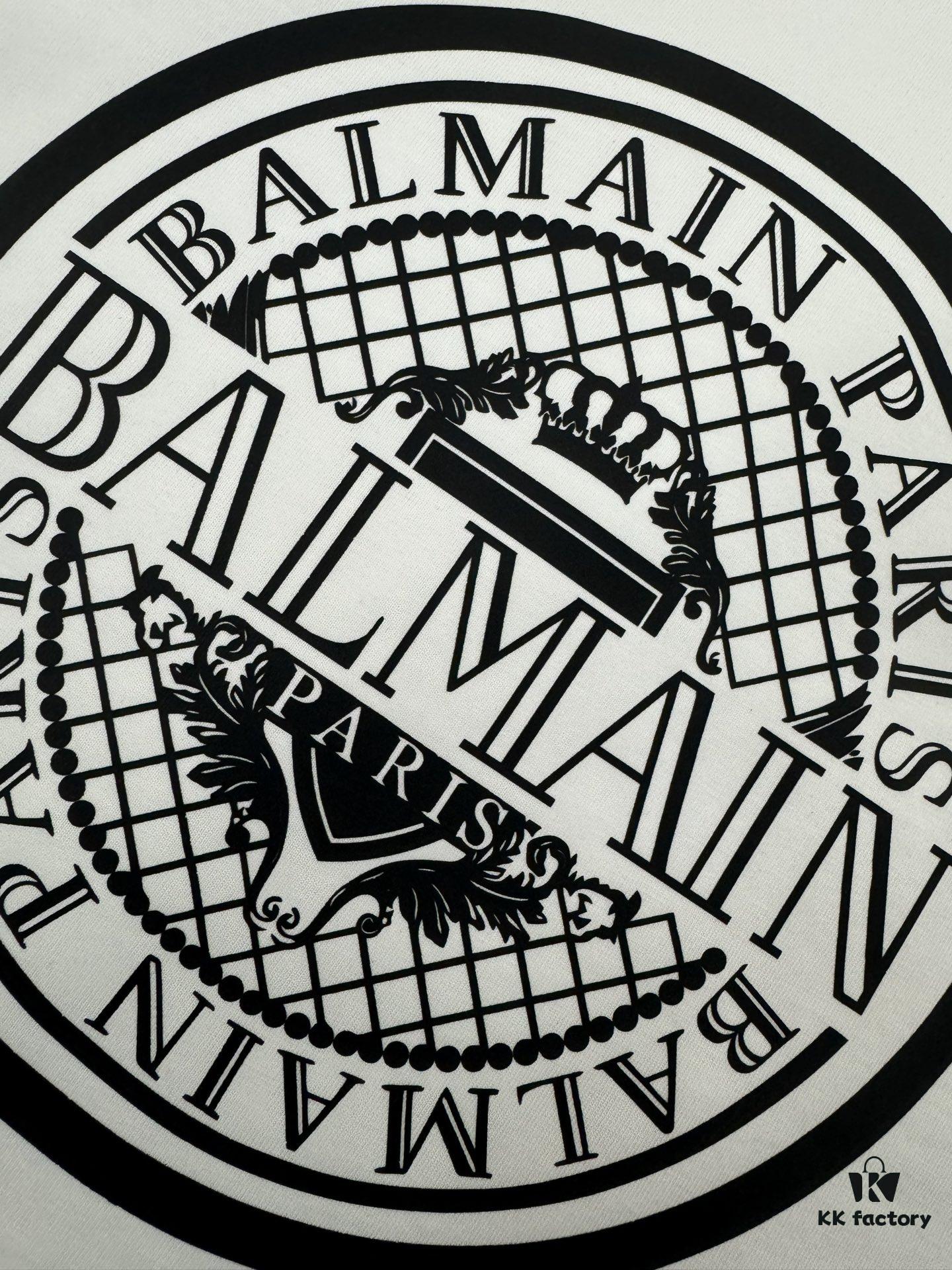 6931a4ecccd8ab3d7af993f0 Balmain* Heavyweight 320g Cotton T-Shirt with Logo Print, Breathable Loose-Fit Short-Sleeve Crew Neck Tee