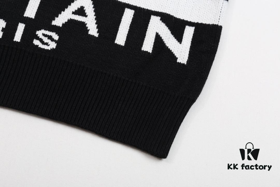 Balmain BALMAIN Letter Logo Striped Knit Sweater Woolen Pullover