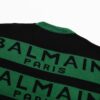 Balmain Letter Logo Striped Knit Sweater Woolen Pullover