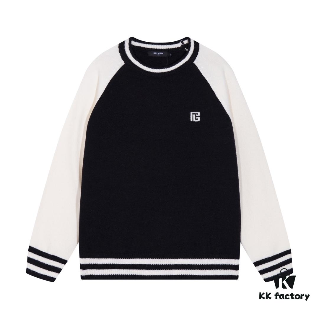 Balmain BALMAIN 2024 Autumn/Winter New Arrival Sweater with Classic Logo Jacquard on Back