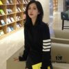 6931a4f7ccd8ab3d7af994bf Thom Browne Classic TB Four-Stripe Round Neck Knit Casual Sweater Top