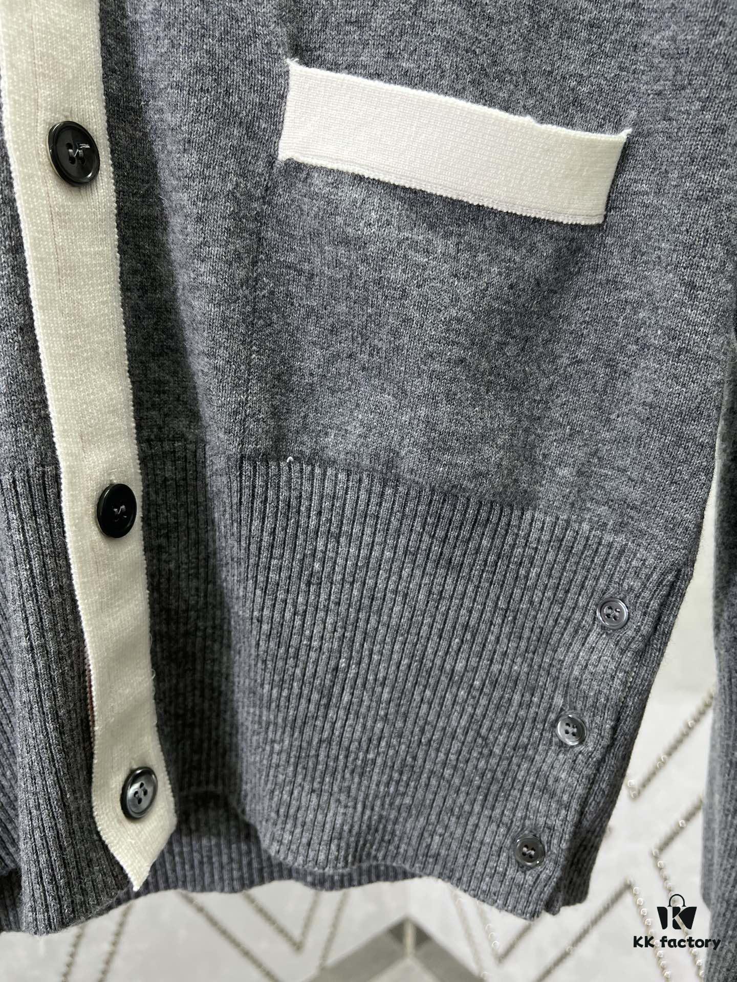 TB 2025 SS New Arrival Four-Stripe Single-Breasted V-Neck Cashmere Sweater