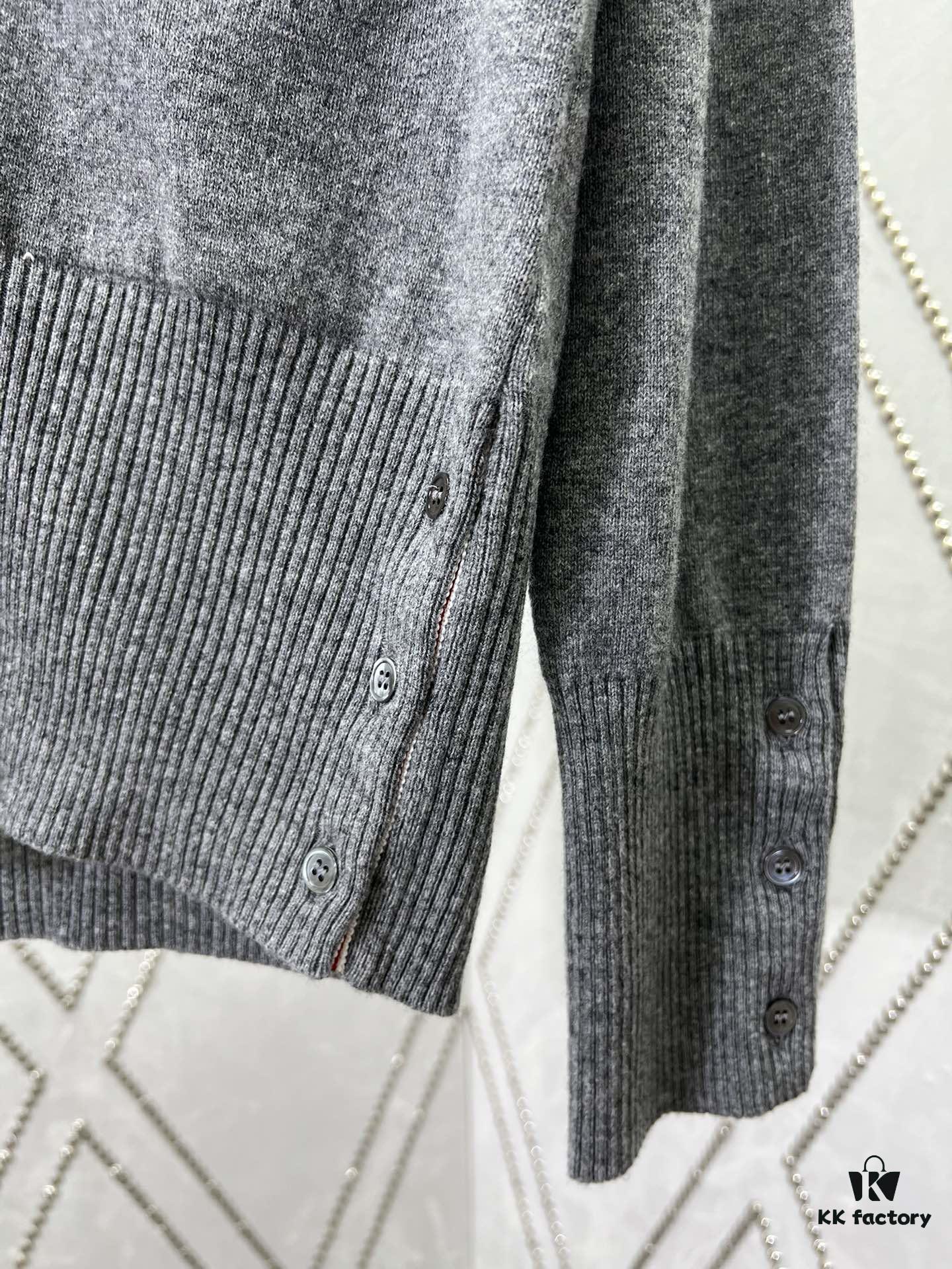 TB 2025 SS New Arrival Four-Stripe Single-Breasted V-Neck Cashmere Sweater