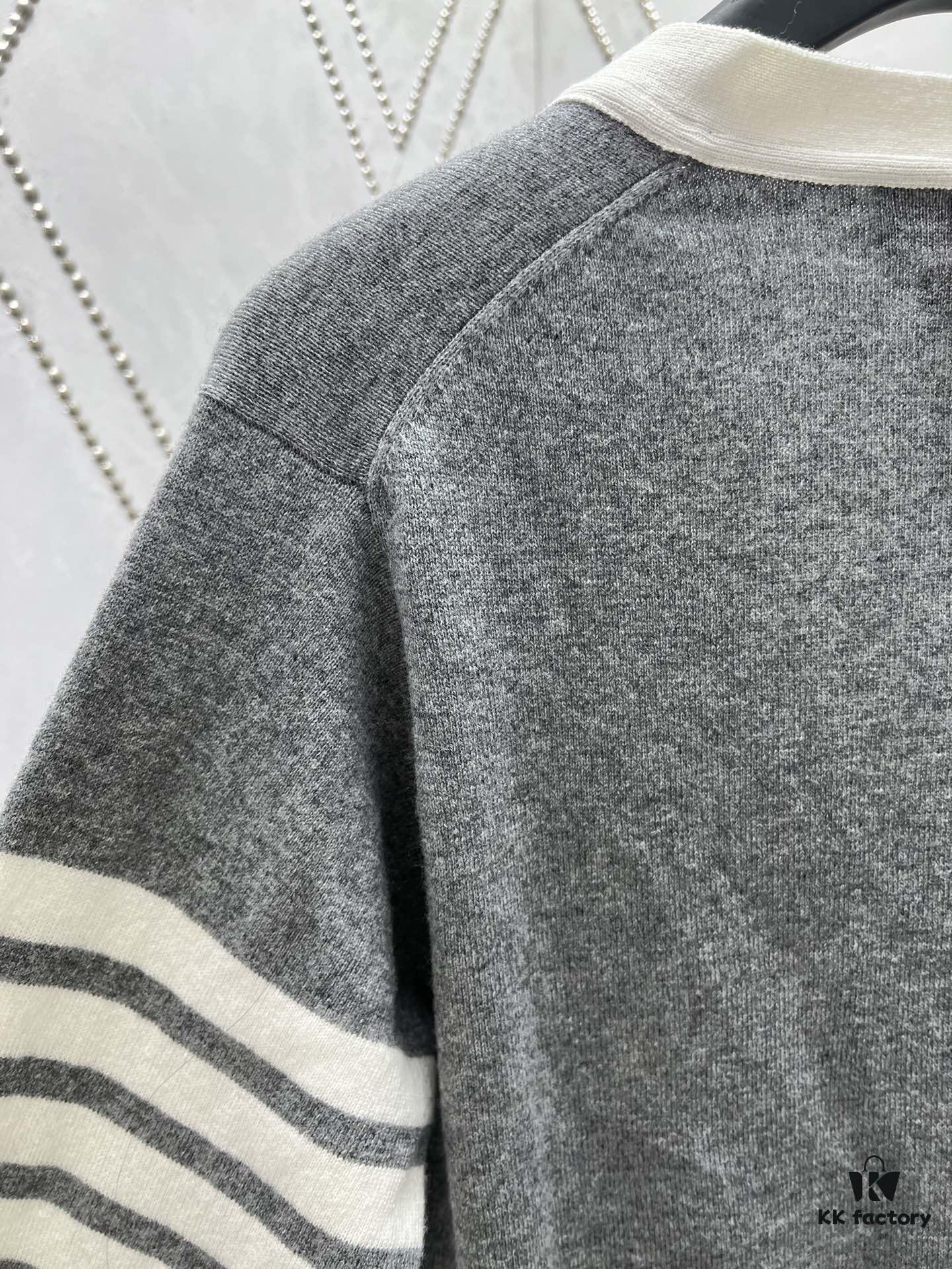 TB 2025 SS New Arrival Four-Stripe Single-Breasted V-Neck Cashmere Sweater