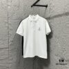 TB*Tom* Short Sleeve Polo 2025 Spring Summer New Arrival Minimalist Letter Embroidery Beaded Fabric Unisex Short Sleeve Polo Collar