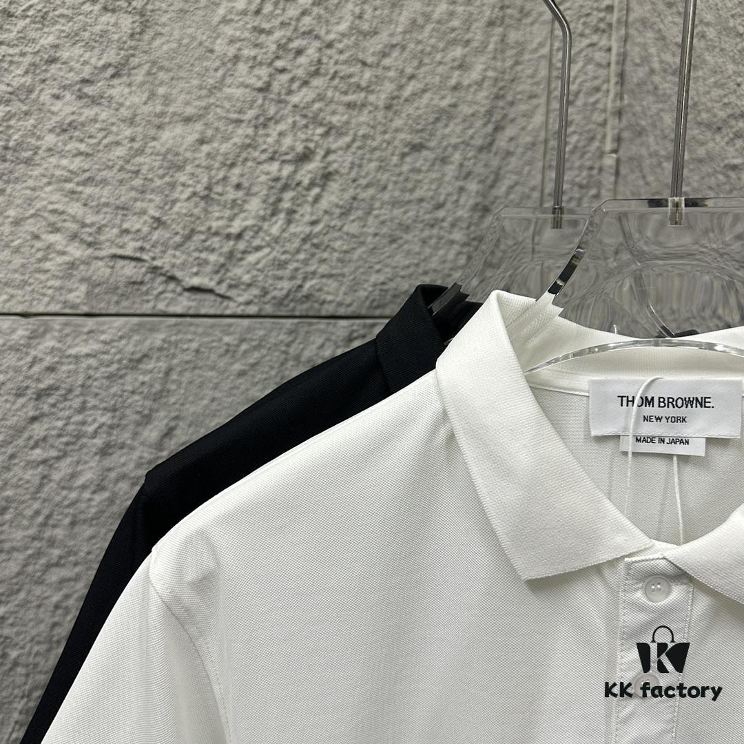 TB*Tom* Short Sleeve Polo 2025 Spring Summer New Arrival Minimalist Letter Embroidery Beaded Fabric Unisex Short Sleeve Polo Collar