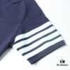 6931a4fdccd8ab3d7af9951f Thom Browne TB Wave Pattern Four-Bar Leather-Look Short Sleeve Polo Shirt