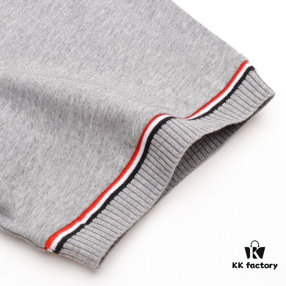 6931a4ffccd8ab3d7af99545 THOM BROWNE TB Red Stripe Woven Crew Neck Short Sleeve T-Shirt