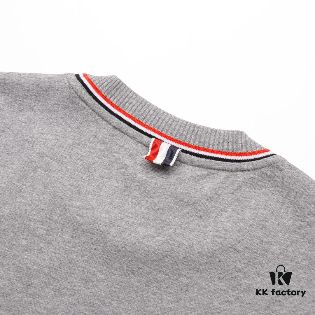 6931a4ffccd8ab3d7af99549 THOM BROWNE TB Red Stripe Woven Crew Neck Short Sleeve T-Shirt