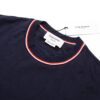 6931a4ffccd8ab3d7af99550 THOM BROWNE TB Red Stripe Woven Crew Neck Short Sleeve T-Shirt in Navy