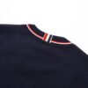 6931a500ccd8ab3d7af99555 THOM BROWNE TB Red Stripe Woven Crew Neck Short Sleeve T-Shirt in Navy