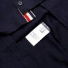 6931a500ccd8ab3d7af99556 THOM BROWNE TB Red Stripe Woven Crew Neck Short Sleeve T-Shirt in Navy
