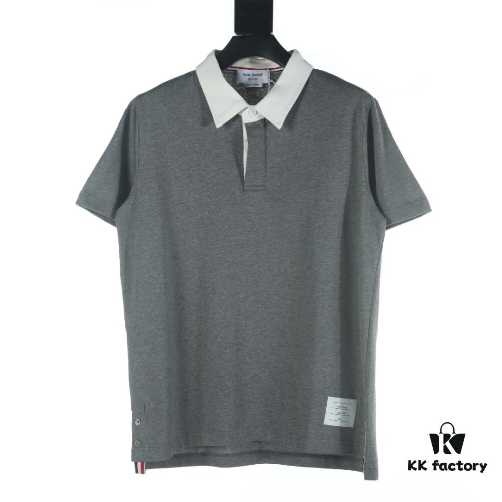 6931a500ccd8ab3d7af99561 THOM BROWNE TB 24 Pre-Spring Collection Color-Block Collar Short-Sleeve Polo Shirt