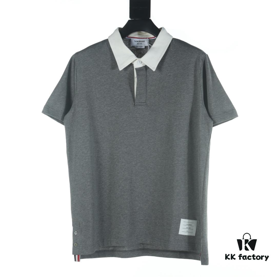 6931a500ccd8ab3d7af99561 THOM BROWNE TB 24 Pre-Spring Collection Color-Blocked Collar Short-Sleeve Polo Shirt