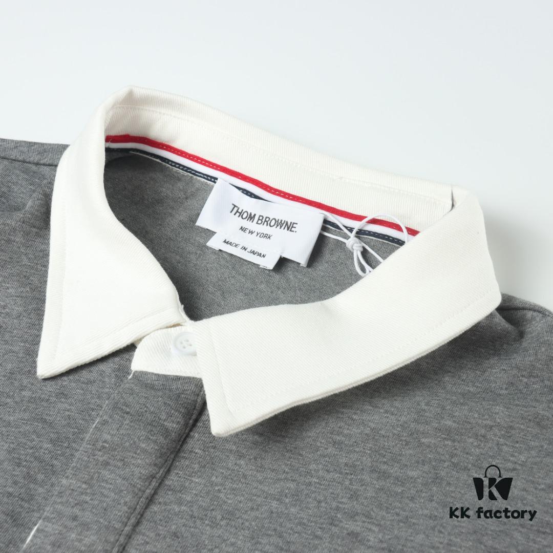 6931a500ccd8ab3d7af99562 THOM BROWNE TB 24 Pre-Spring Collection Color-Blocked Collar Short-Sleeve Polo Shirt