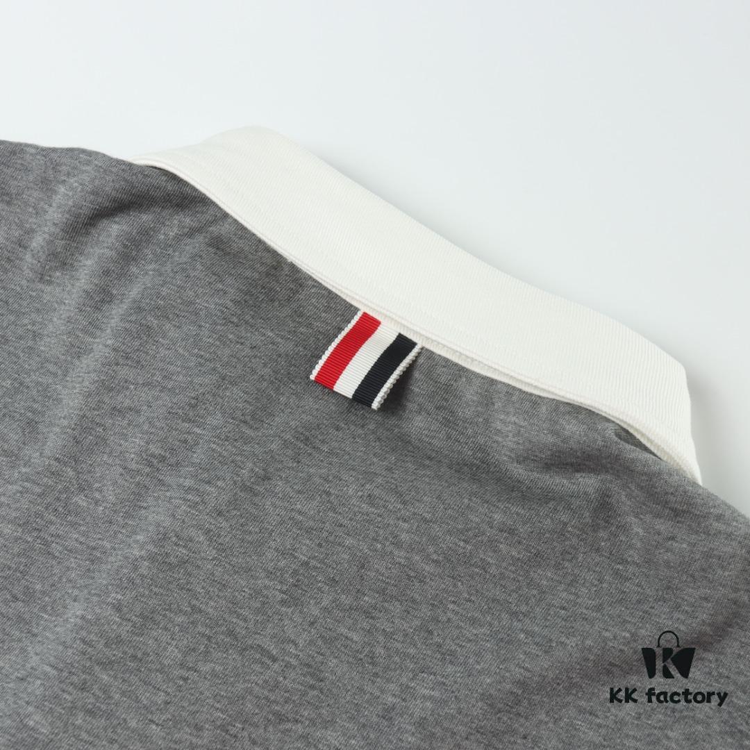 6931a501ccd8ab3d7af99567 THOM BROWNE TB 24 Pre-Spring Collection Color-Blocked Collar Short-Sleeve Polo Shirt