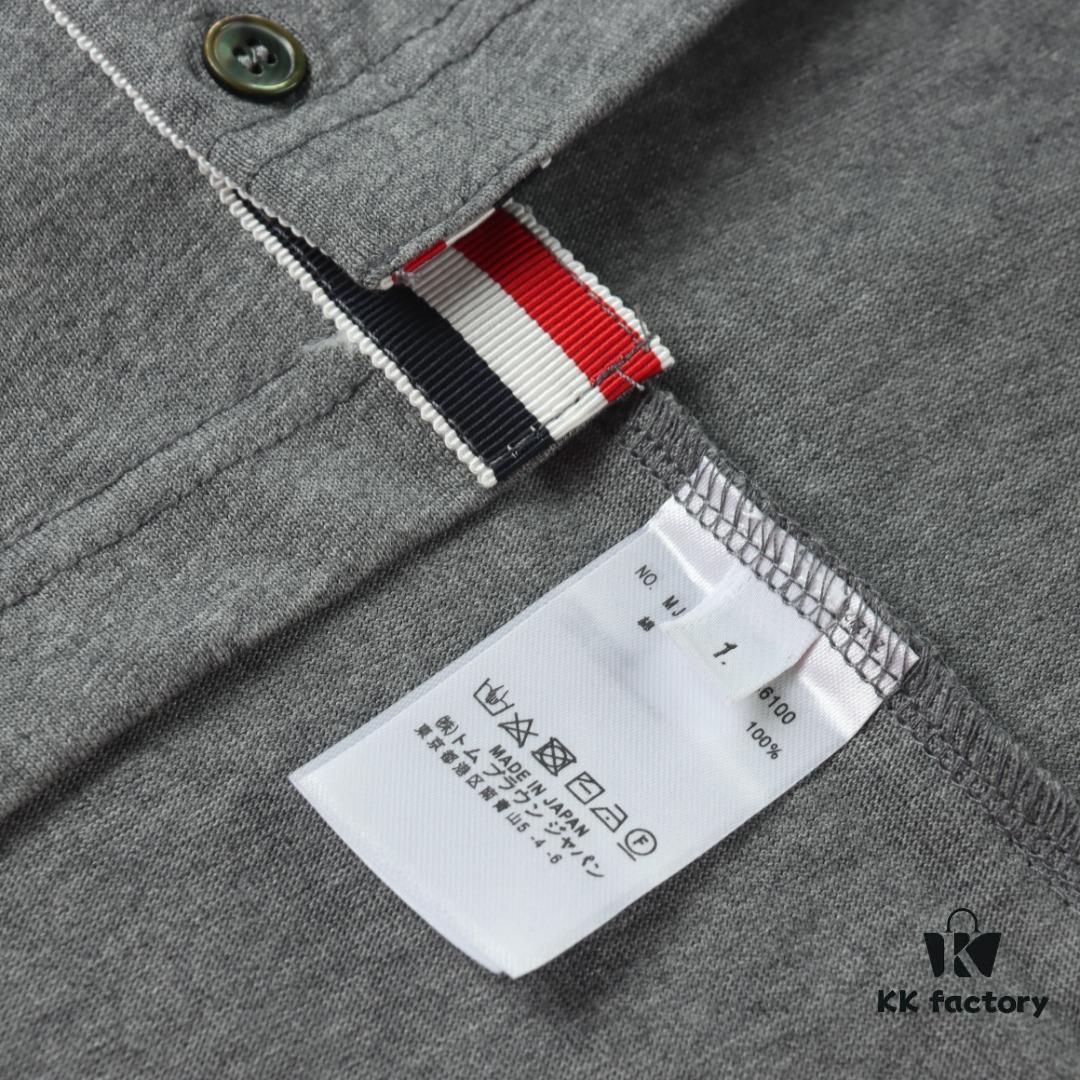 6931a501ccd8ab3d7af99568 THOM BROWNE TB 24 Pre-Spring Collection Color-Blocked Collar Short-Sleeve Polo Shirt