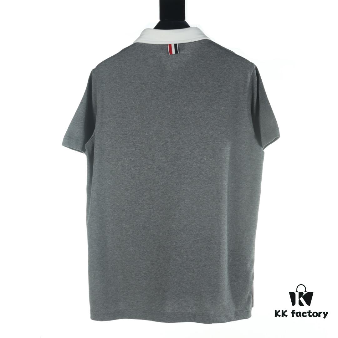 6931a501ccd8ab3d7af99569 THOM BROWNE TB 24 Pre-Spring Collection Color-Blocked Collar Short-Sleeve Polo Shirt