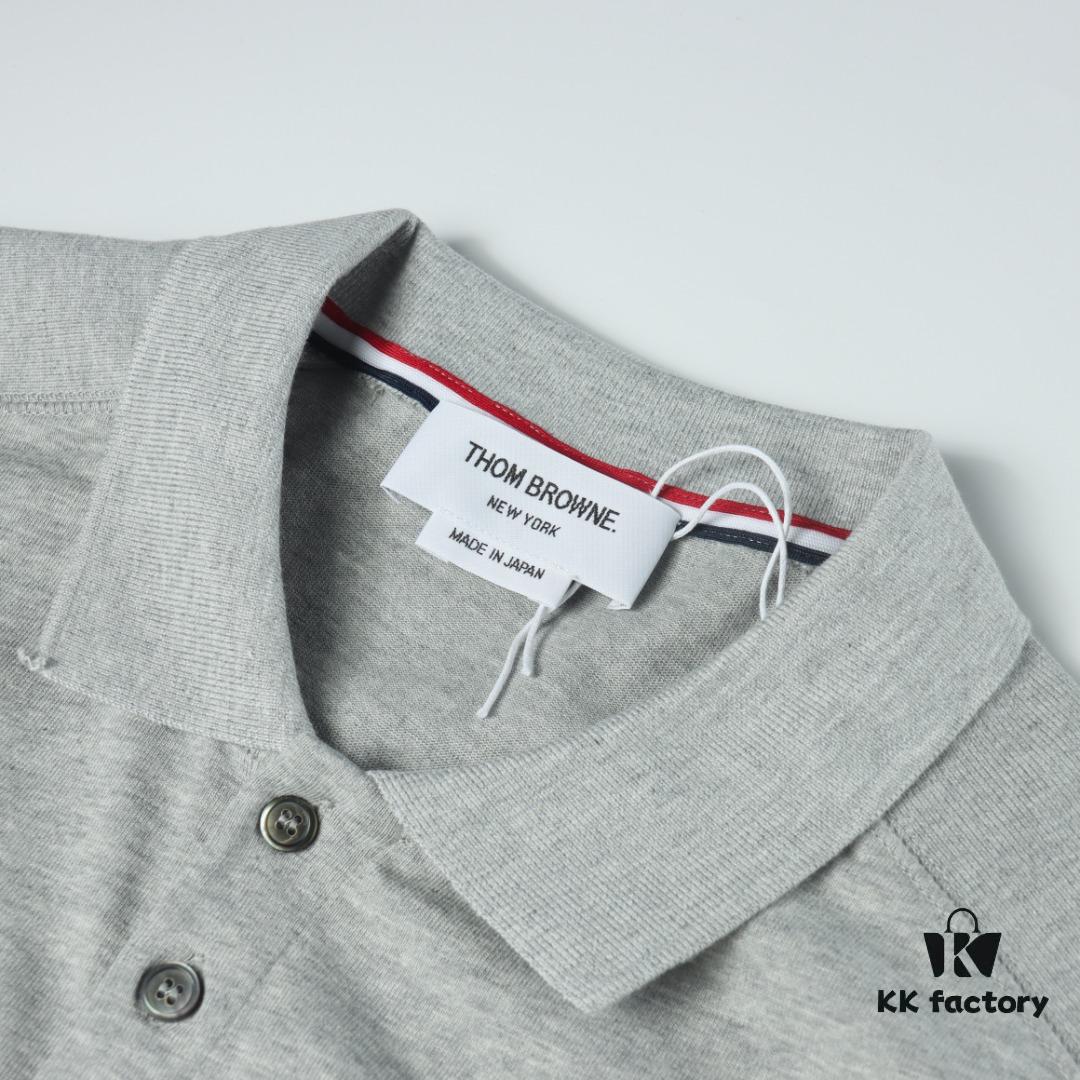 6931a502ccd8ab3d7af99588 Thom Browne TB Striped Sleeve Woven Short-Sleeve Polo Shirt