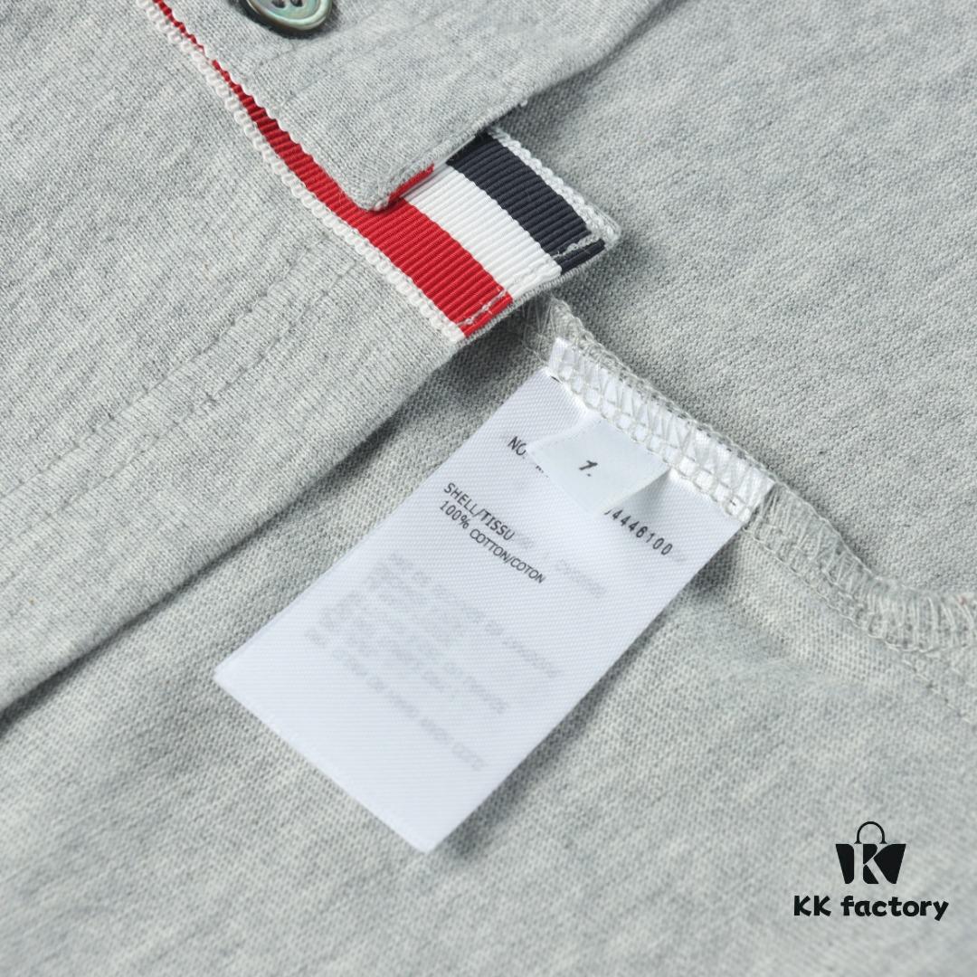 6931a503ccd8ab3d7af9958e Thom Browne TB Striped Sleeve Woven Short-Sleeve Polo Shirt
