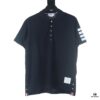 6931a503ccd8ab3d7af99590 Thom Browne TB Striped Sleeve Woven Short-Sleeve Polo Shirt in Navy Blue