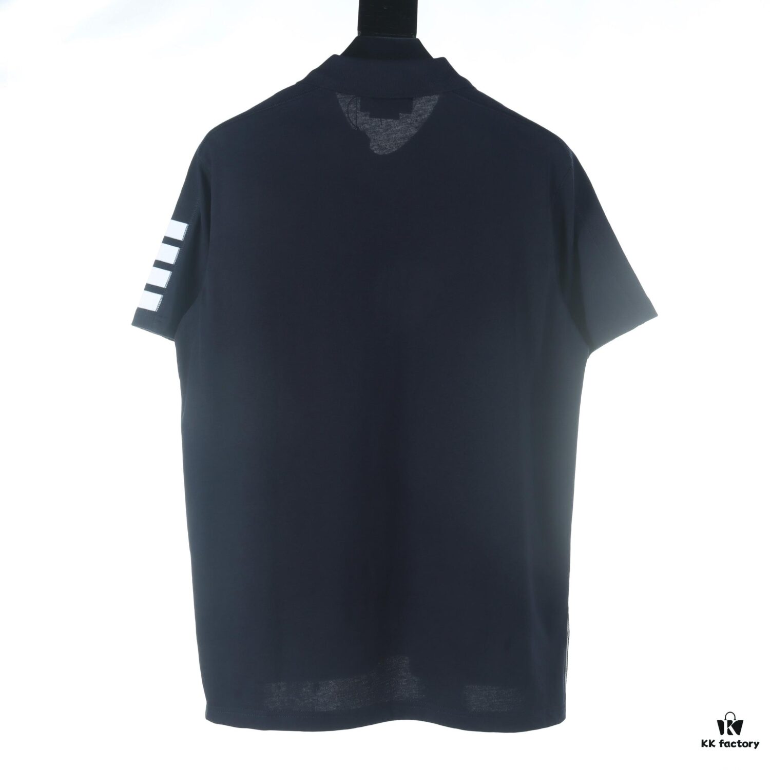 6931a503ccd8ab3d7af99598 Thom Browne TB Striped Sleeve Woven Short-Sleeve Polo Shirt in Navy Blue