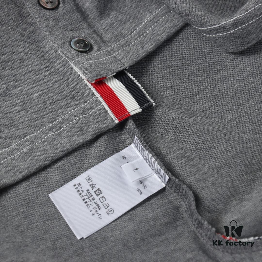 6931a504ccd8ab3d7af995a4 Thom Browne TB 25 New Arrival Color-Contrast Stitch Short-Sleeve Polo Shirt