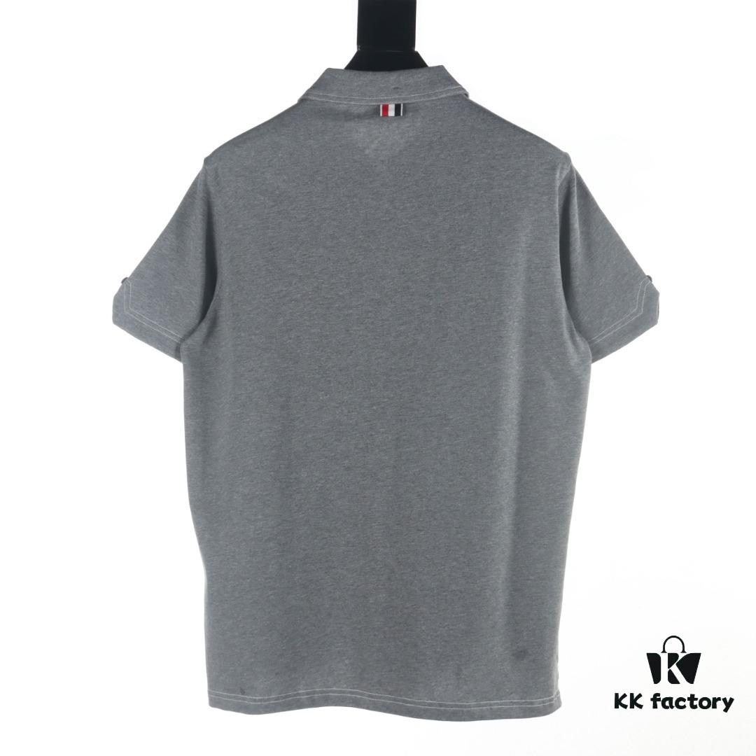6931a504ccd8ab3d7af995a5 Thom Browne TB 25 New Arrival Color-Contrast Stitch Short-Sleeve Polo Shirt
