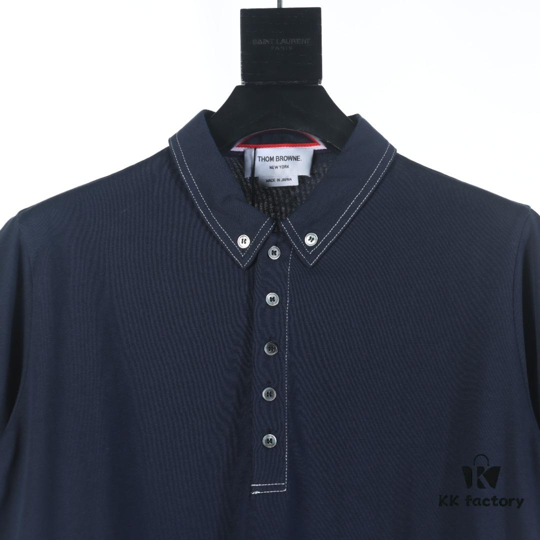 6931a505ccd8ab3d7af995af Thom Browne TB 25 New Arrival Short-Sleeve Polo Shirt with Color-Contrast Topstitching