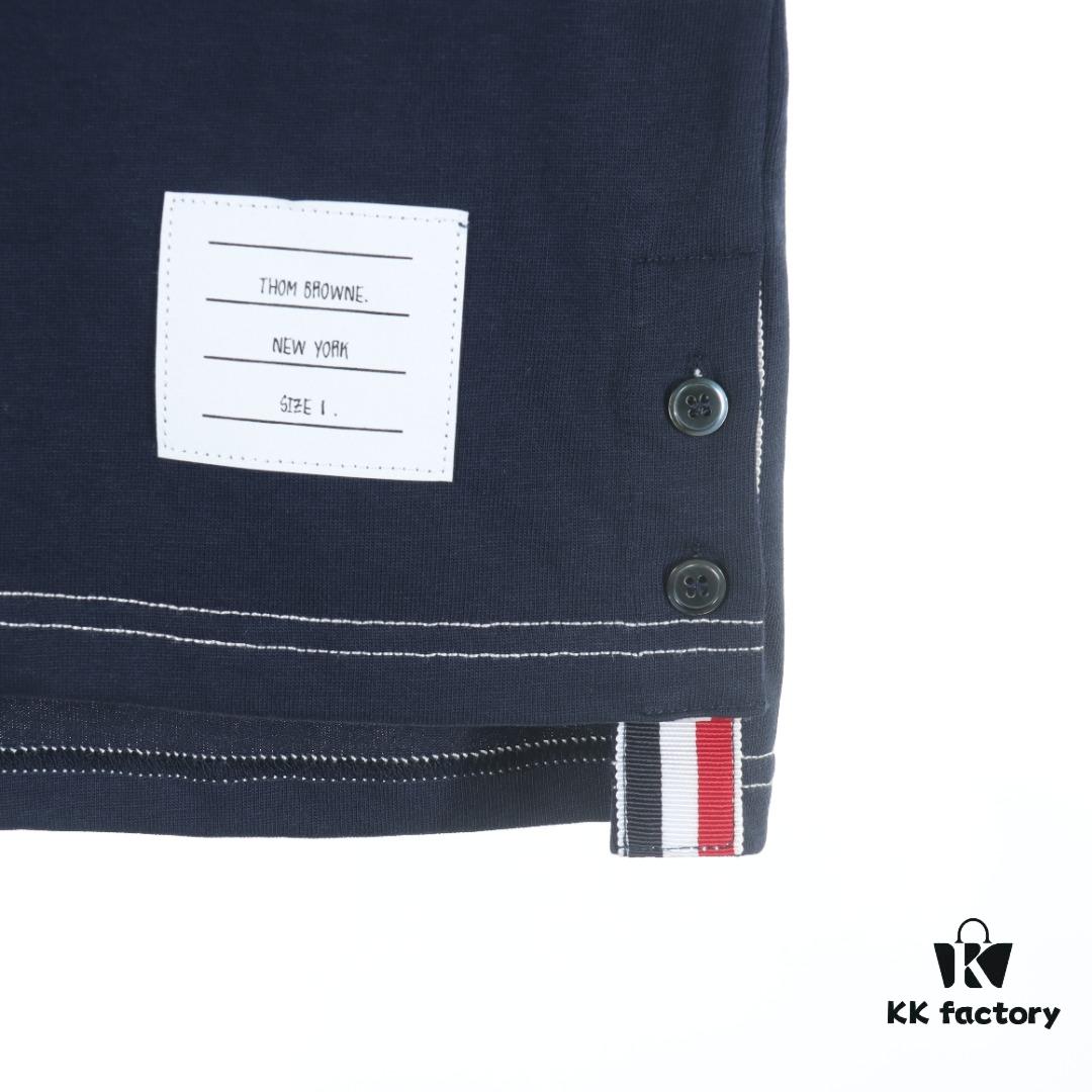 6931a505ccd8ab3d7af995b1 Thom Browne TB 25 New Arrival Short-Sleeve Polo Shirt with Color-Contrast Topstitching