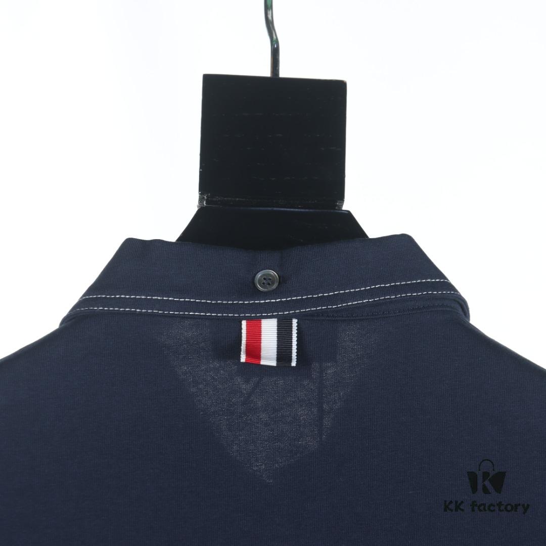 6931a505ccd8ab3d7af995b3 Thom Browne TB 25 New Arrival Short-Sleeve Polo Shirt with Color-Contrast Topstitching