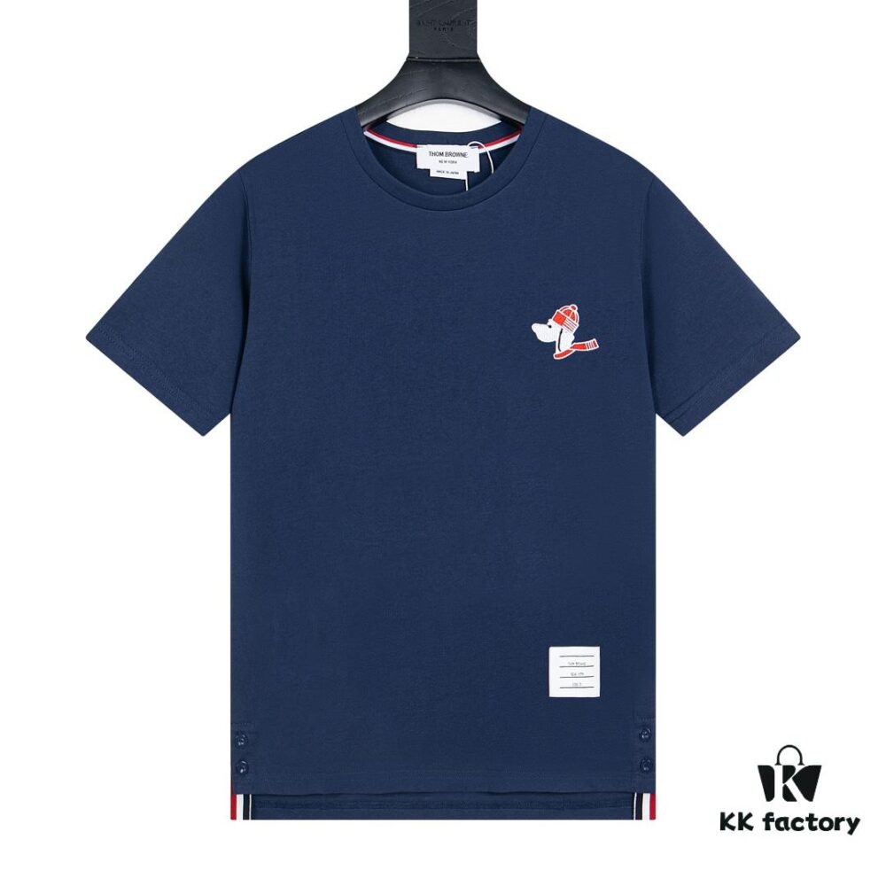 THOM BROWNE 24SS TB Dog Embroidered Short Sleeve T-Shirt Inspired by 1980s Retro Style