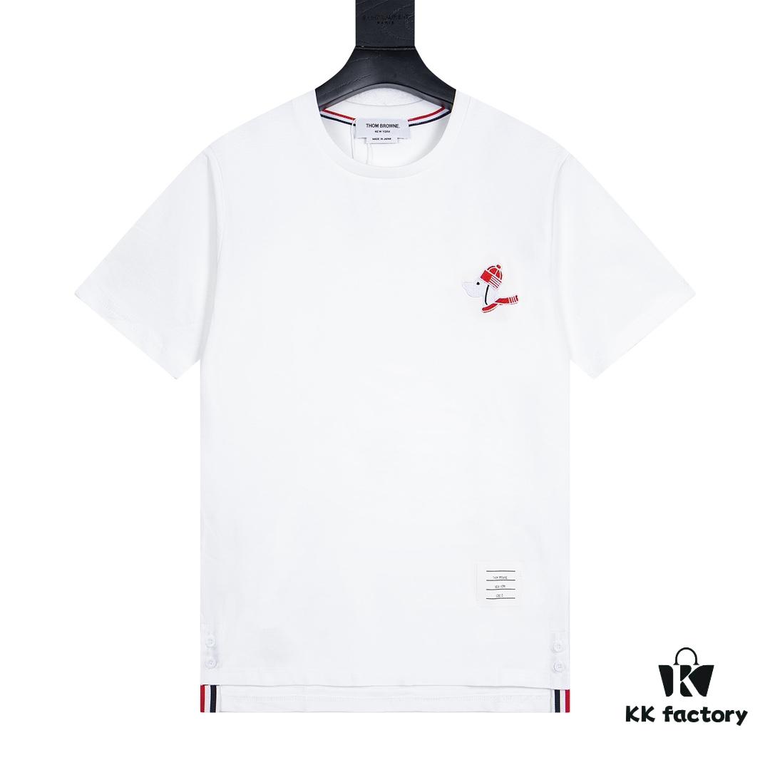 6931a510ccd8ab3d7af995d2 THOM BROWNE 24SS TB Dog Embroidered Short Sleeve T-Shirt Inspired by 1980s Retro Style