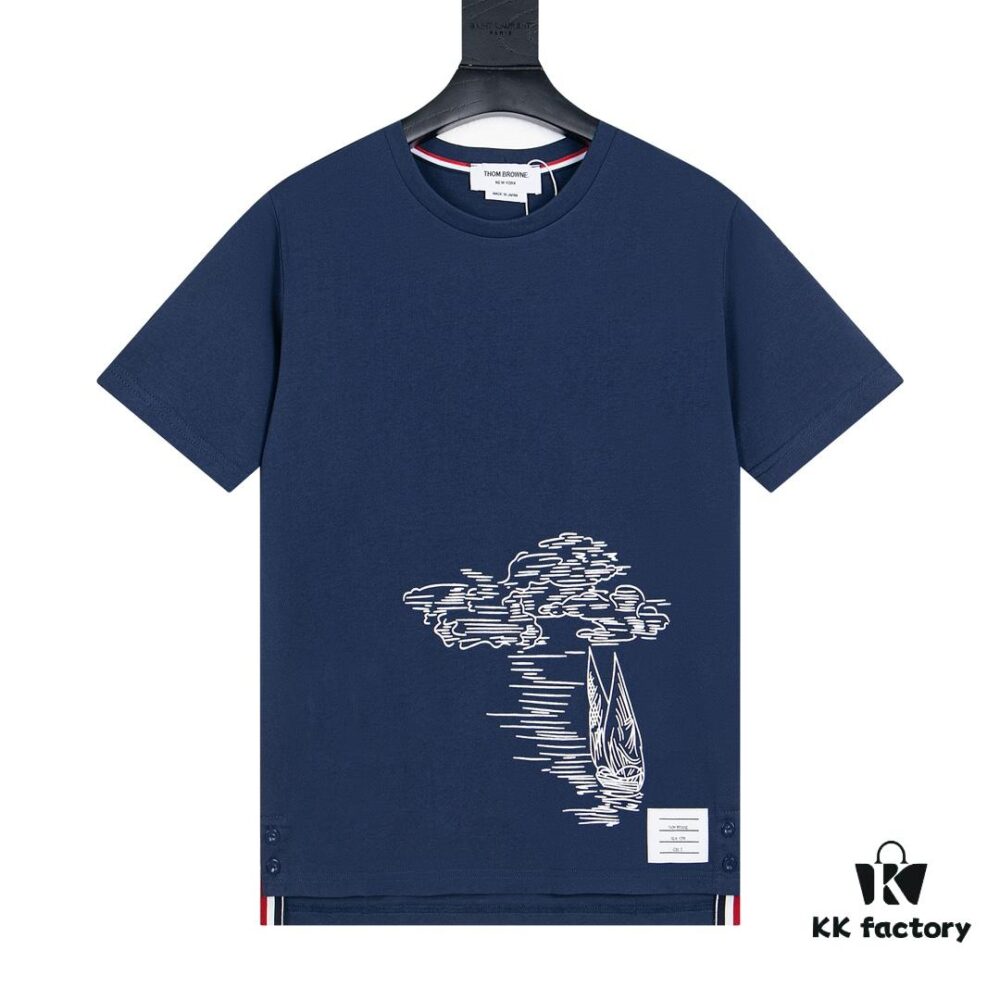 6931a513ccd8ab3d7af99604 THOM BROWNE TB 24FW Sailboat Print Short-Sleeve T-Shirt