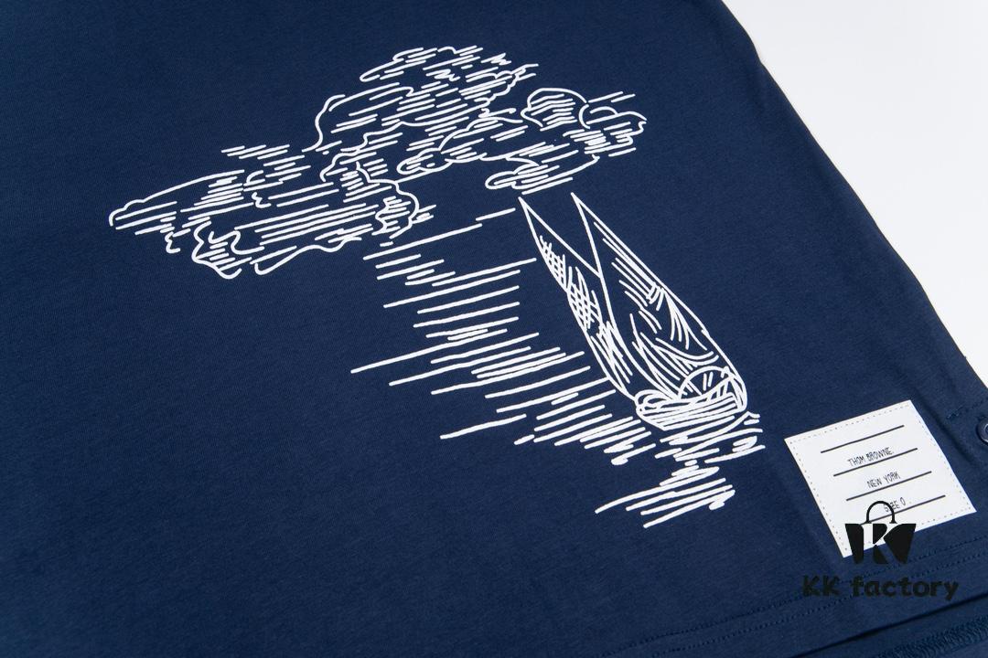 6931a514ccd8ab3d7af9960a THOM BROWNE TB 24FW Sailboat Print Short-Sleeve T-Shirt