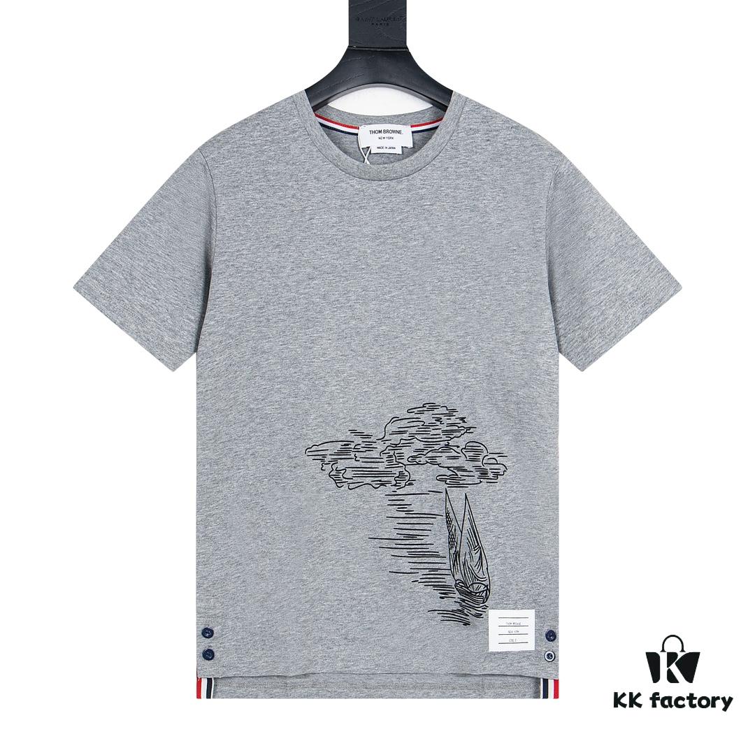 6931a514ccd8ab3d7af9960d THOM BROWNE TB 24FW Sailboat Print Short Sleeve T-Shirt