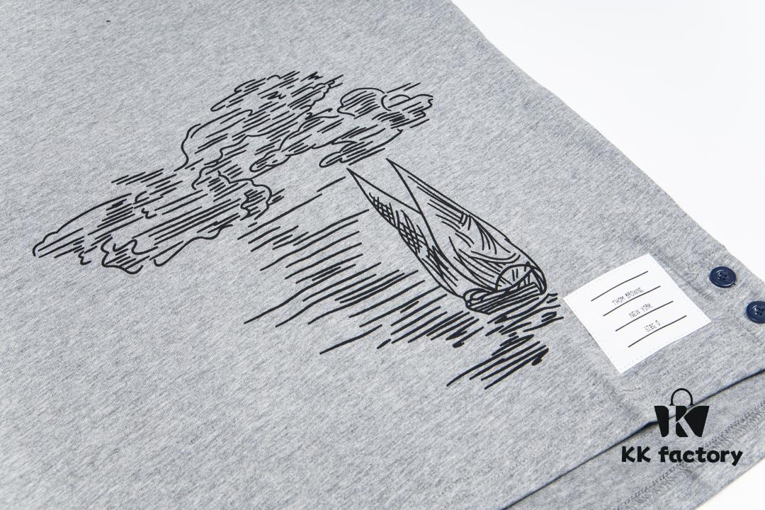 6931a514ccd8ab3d7af99615 THOM BROWNE TB 24FW Sailboat Print Short Sleeve T-Shirt