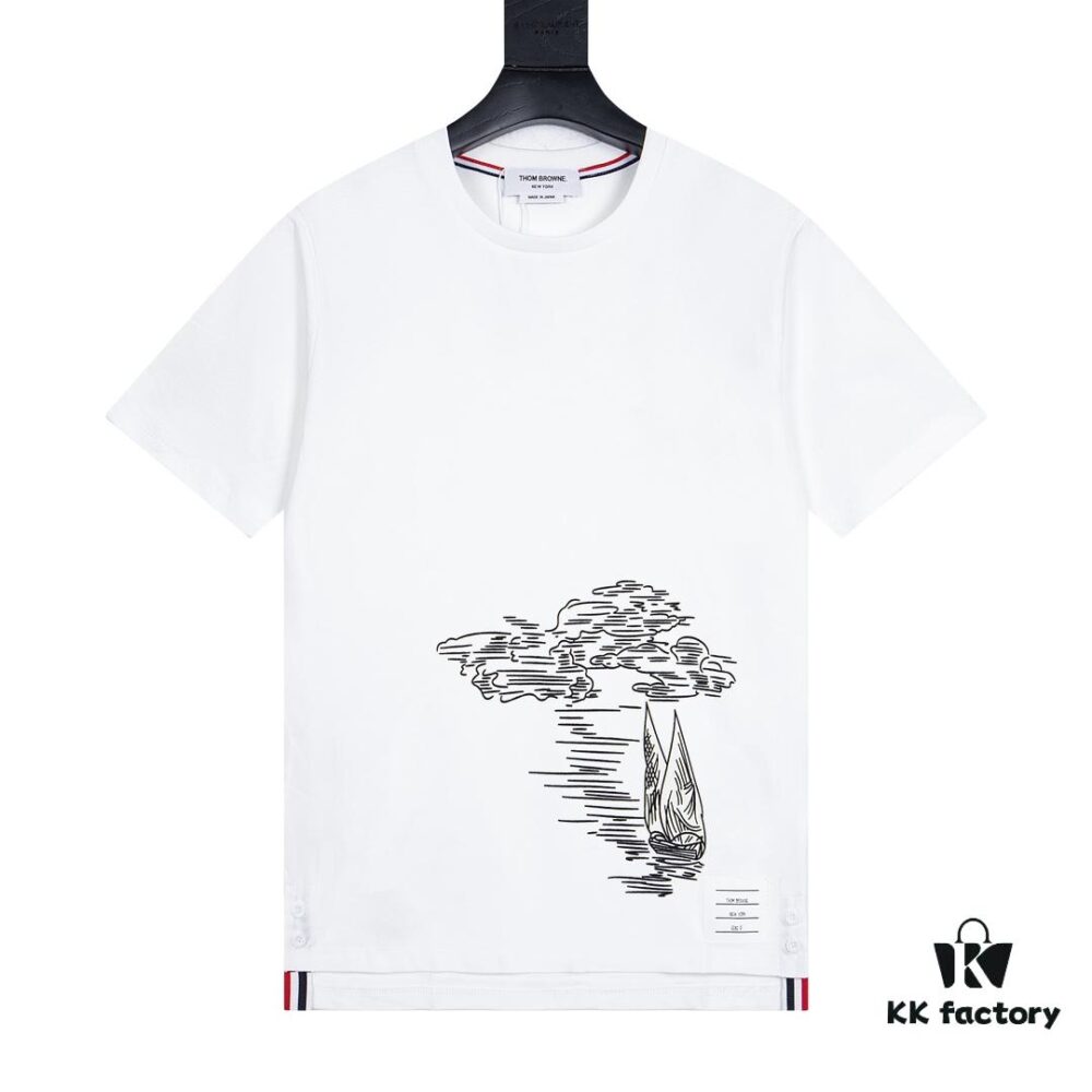 6931a514ccd8ab3d7af99616 THOM BROWNE TB 24FW Sailing Print Short Sleeve T-Shirt