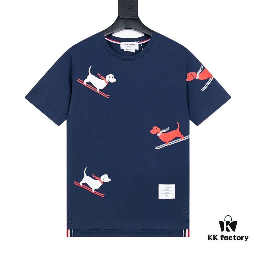 6931a517ccd8ab3d7af99645 THOM BROWNE 24SS TB Skiing Puppy Short Sleeve T-Shirt Inspired by 1980s Retro Style