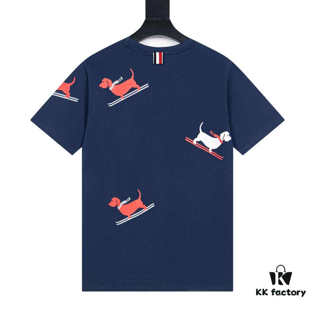 THOM BROWNE 24SS TB Skiing Puppy Short Sleeve T-Shirt Inspired by 1980s Retro Style