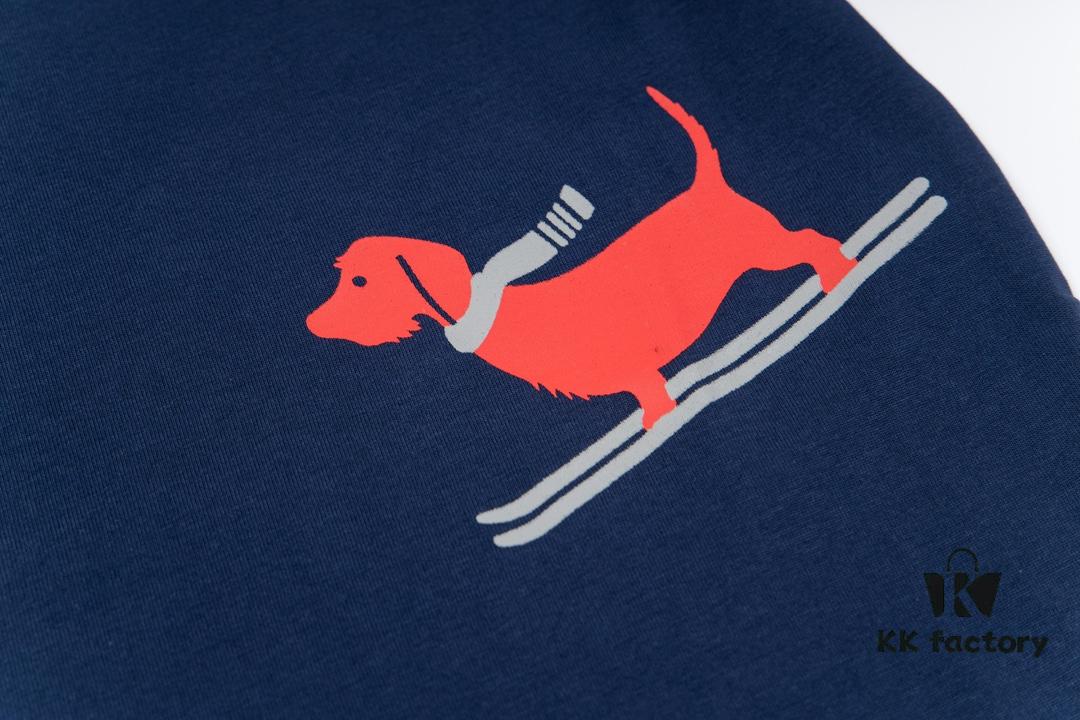 THOM BROWNE 24SS TB Skiing Puppy Short Sleeve T-Shirt Inspired by 1980s Retro Style