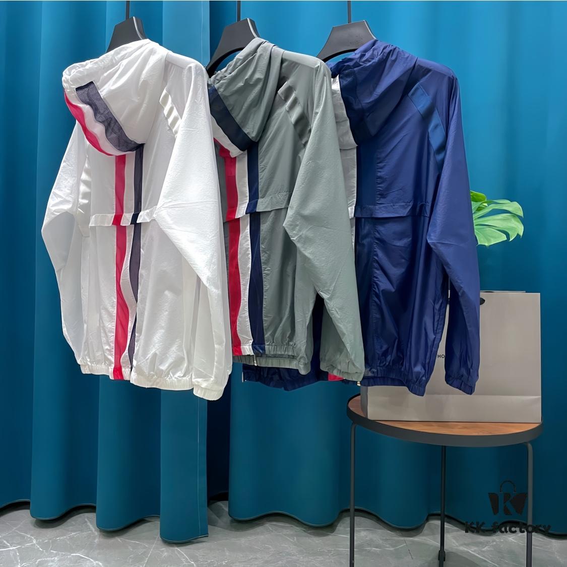 6931a518ccd8ab3d7af99657 THOM BROWNE Inspired Lightweight UV Protection Hoodie - Summer Loose-Fit with Contrasting Back Stripe Design, Breathable Skin-Like Fabric