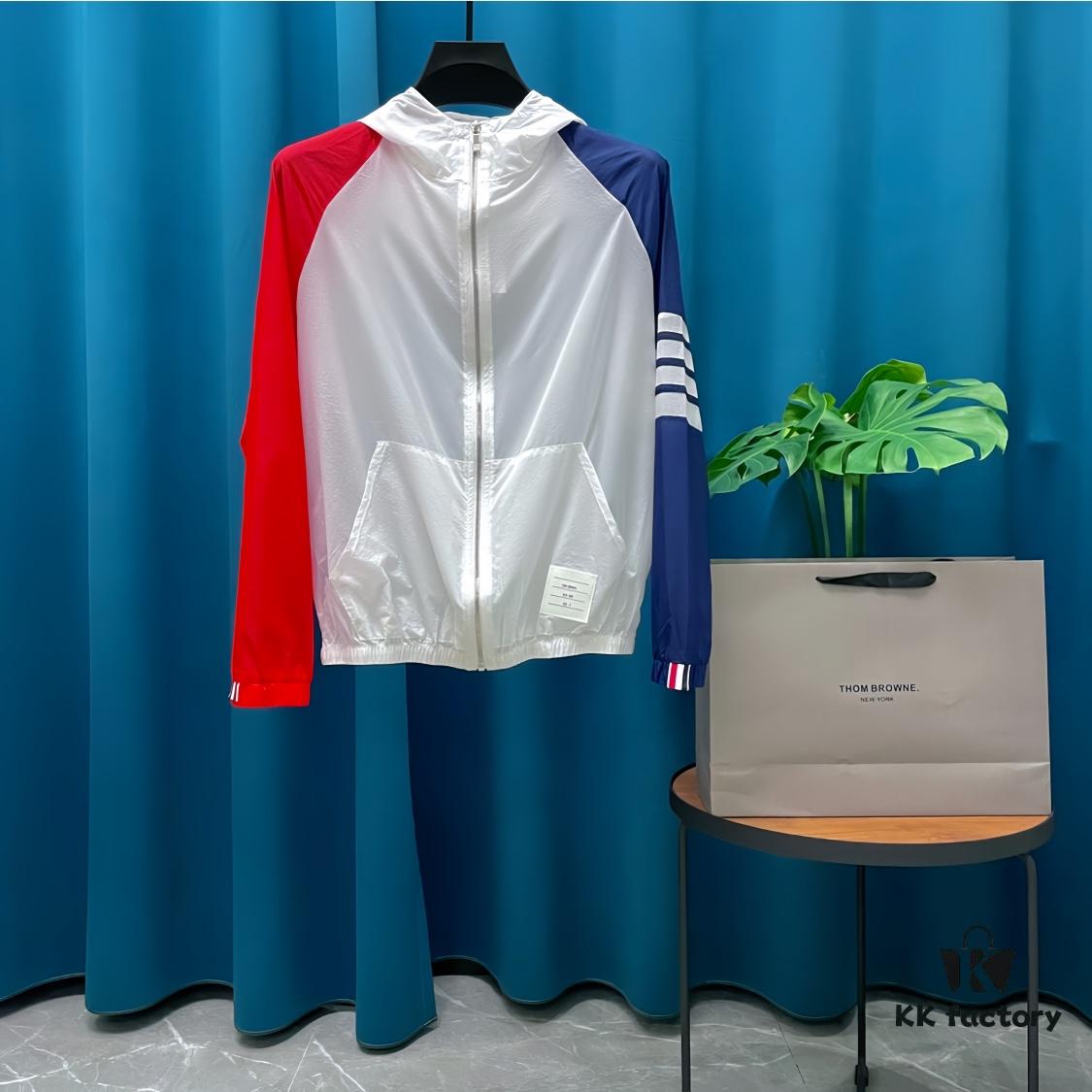 6931a519ccd8ab3d7af9966d THOM BROWNE ➡️ Tom Brown Sun Protection Jacket, Summer Classic Color-Blocked Four-Stripe Lightweight Breathable Hooded Skin Coat