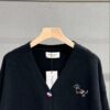 6931a51accd8ab3d7af99684 Thom Browne TB Striped Puppy Cardigan Sweater, British Style New Arrival, Wool Blend Preppy Knitwear